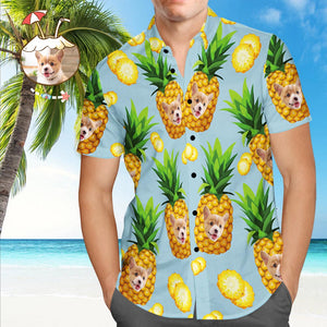 Hawaiian Shirt Pineapple Hawaiian Shirt with Face Custom Tropical Shirts Father's Day Shirt Gift for Dad