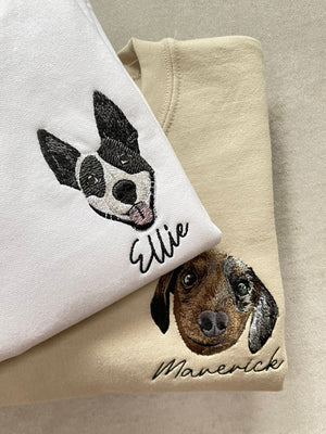 Custom Embroidered Pet Crewneck Sweatshirt, Custom Dog Shirt, Custom Cat Sweatshirt