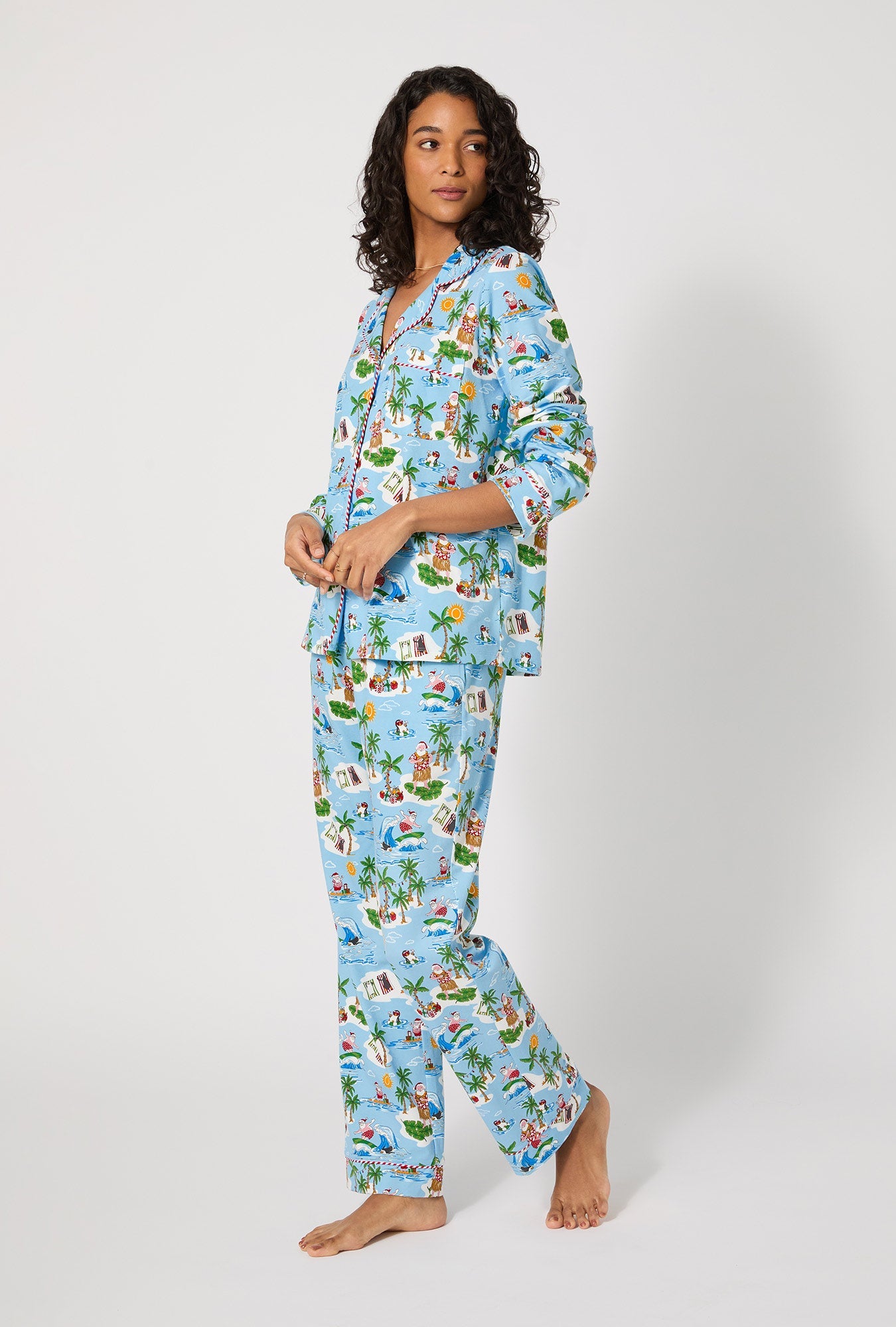 Surfin' Santa Long Sleeve Classic Stretch Jersey Pj Set