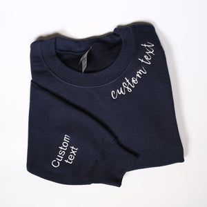 Personalized Embroidered Custom Text Sweatshirt With Custom Text On Sleeve, Cute Mothers Day Gifts, Custom Varsity Outfit, Custom Quote Gift