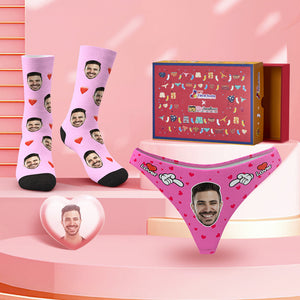 Custom Face Panties And Socks Set For Her Sweet Lover Co-Branding Set