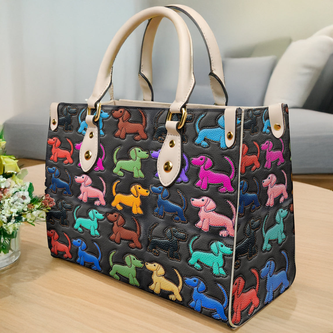 Dachshund Leather Bag Colorful