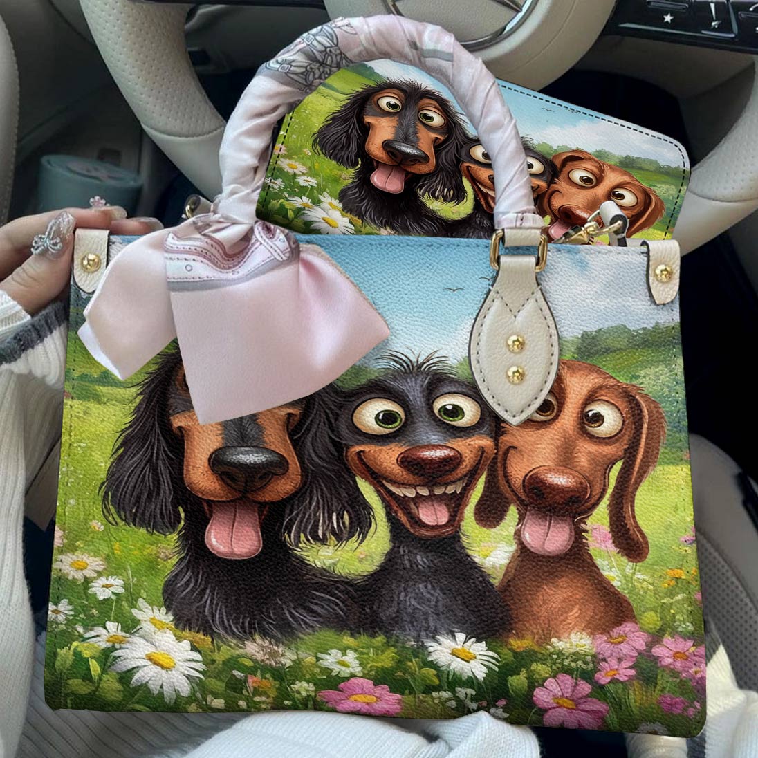 Leather Bag Dachshund Giggles