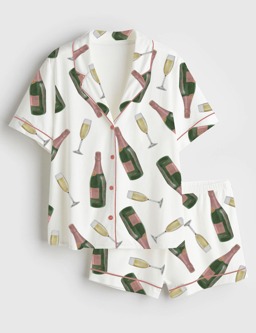 Women's Pop The Bubbly Champagne Short Sleeve Satin Pajama Set