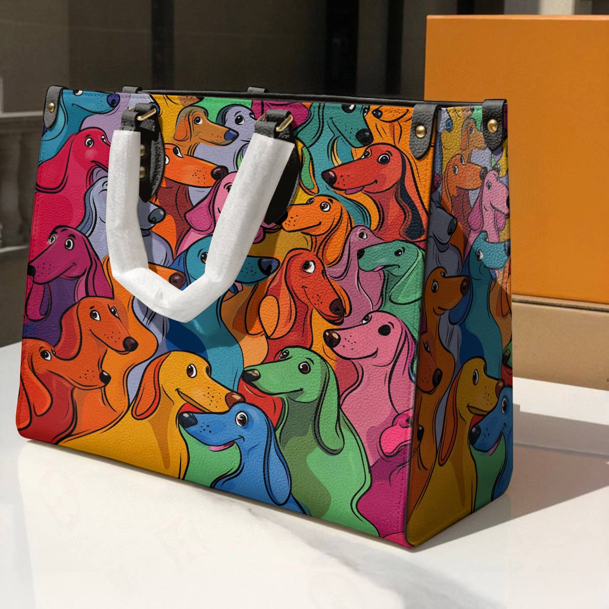 Dachshund Leather Bag Rainbow Sausage Squad