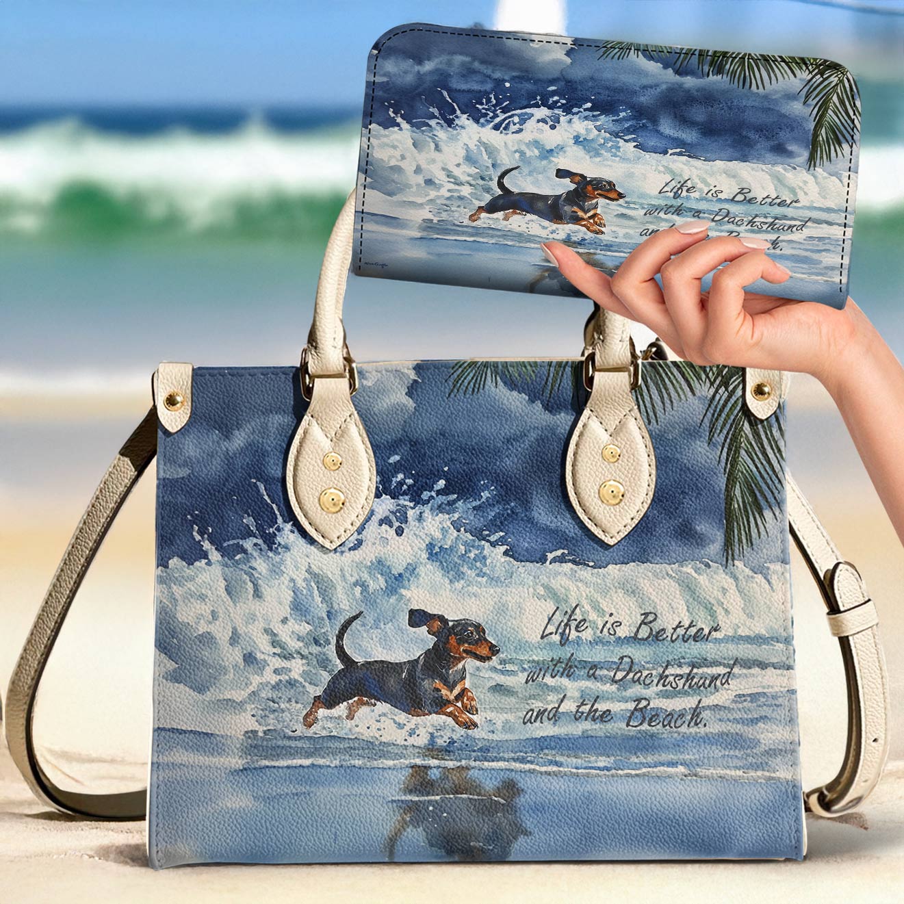 Dachshund Leather Bag Waves & Wagging Tails