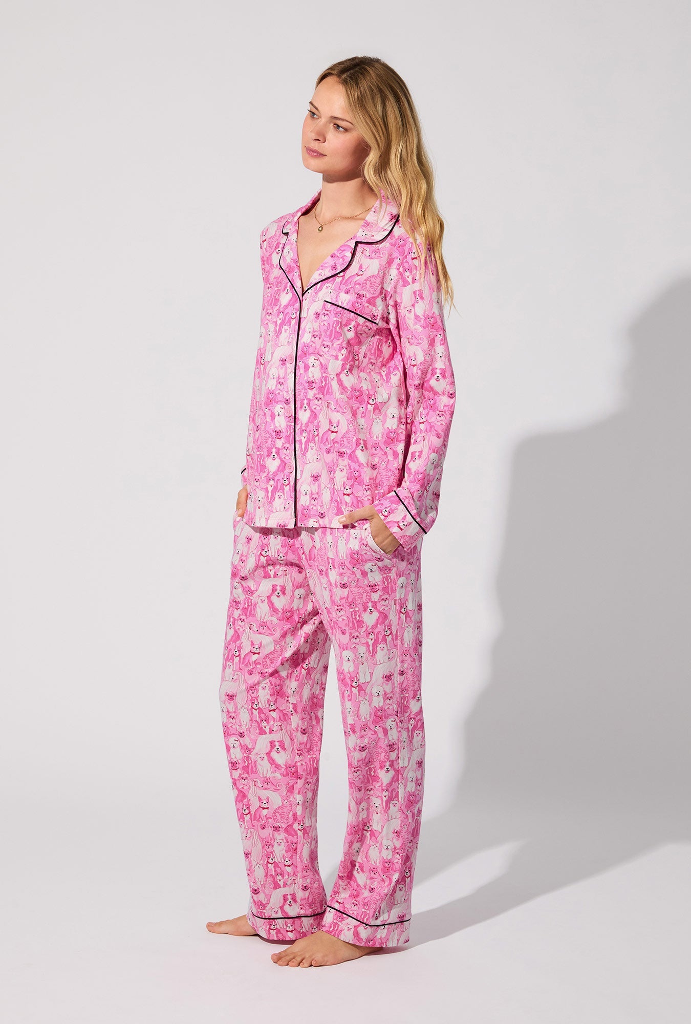 Paw-fectly Pink Long Sleeve Classic Stretch Jersey PJ Set