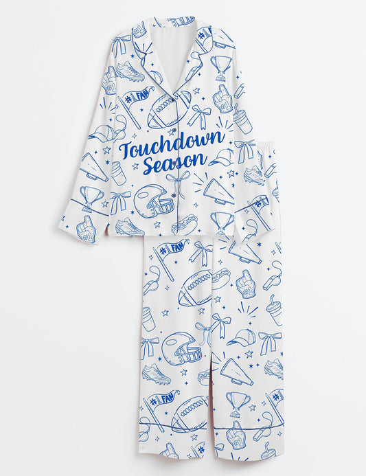 Women’s Football Touchdown Season Long Sleeve Satin Pajama Set