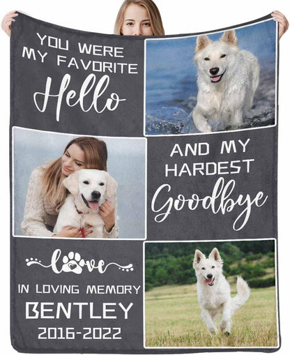 Artsadd Personalized Blanket with Picture in Memory of Dog Custom Photo Blanket Memorial Pet Loss Sympathy Gift, Christmas Gift, Blanket For Gift