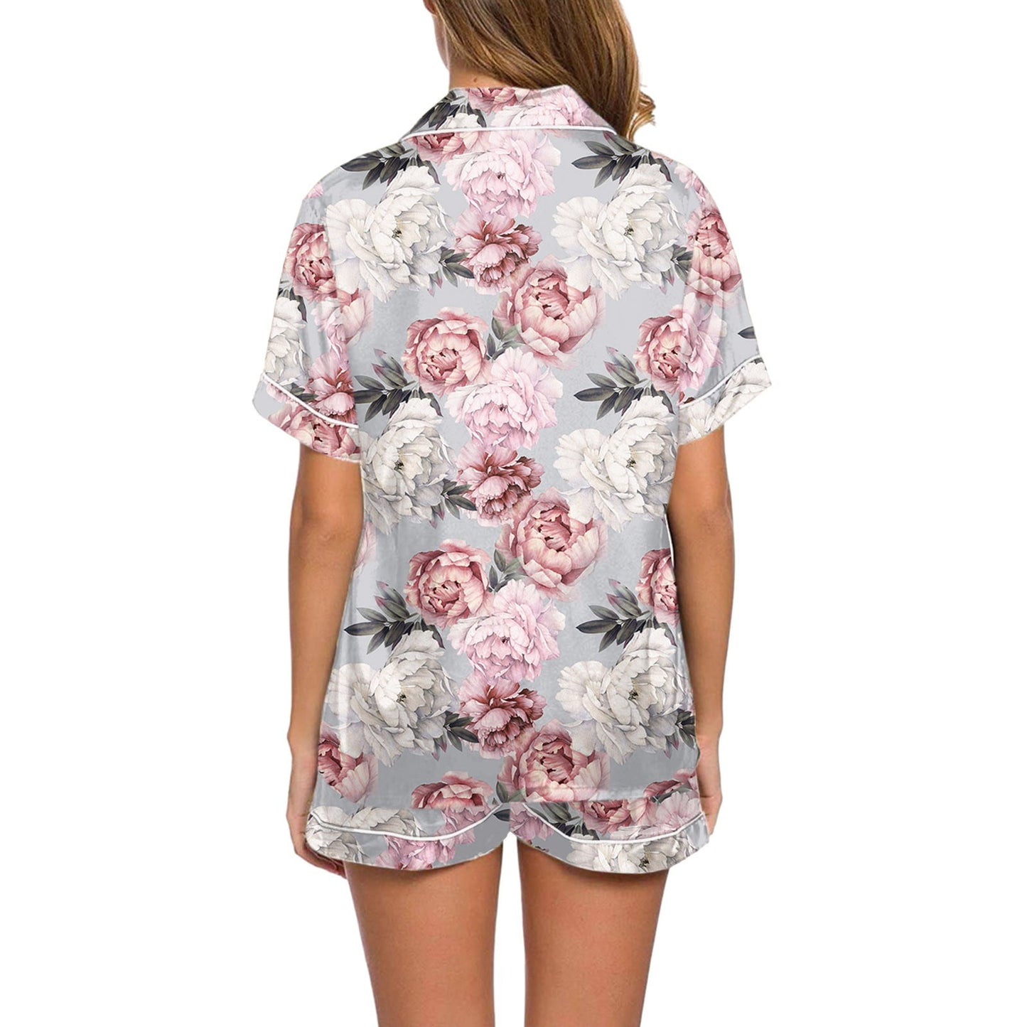 GEWSEY Womens Pajamas Set Summer Short Sleeve Pjs Button Down Loungewear Soft Sleepwear (Pink, S)