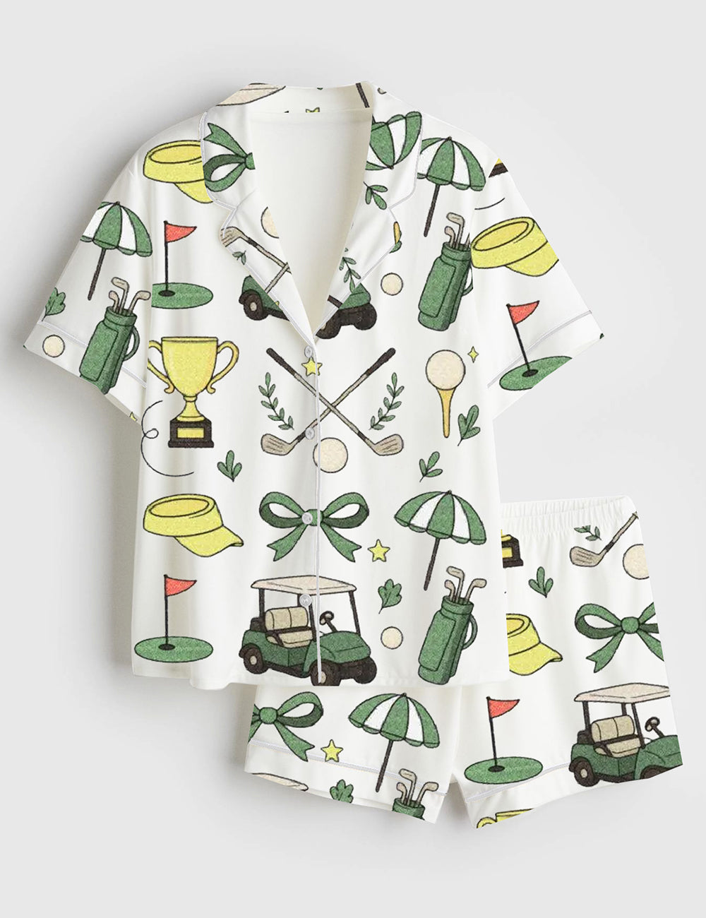 Women’s Coquette Golf Sport Short Sleeve Satin Pajama Set