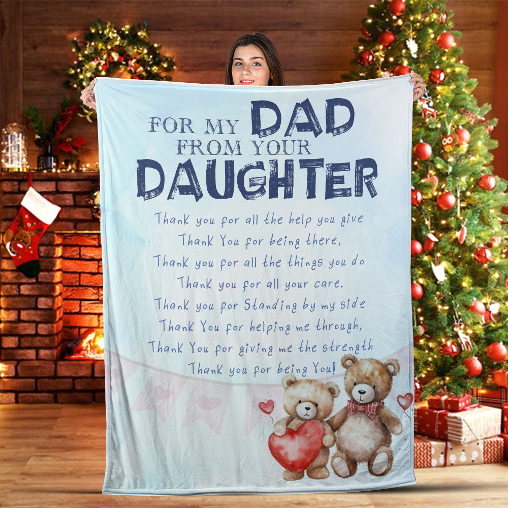 For My Dad From Your Daughter Blanket Christmas, Gift For Dad, Blanket For Dad Christmas, Christmas Gift, Blanket For Gift