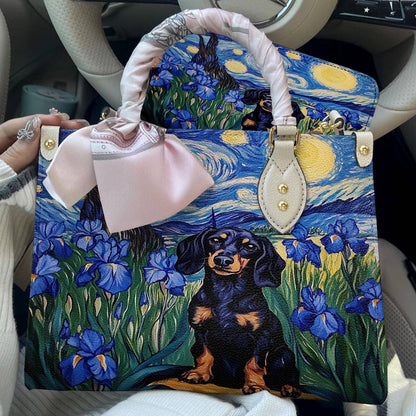 Leather Bag Irish Starry Night Dachshund Delight