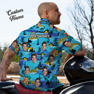 Vice City Custom Face with Text Hawaiian Shirt Men's Gang Style