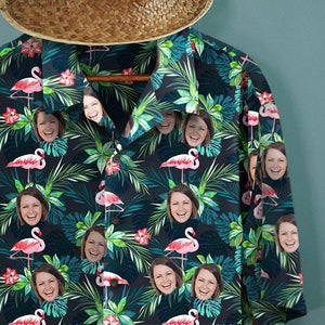 Custom Hawaiian Shirt with Dog on It Flamingo Flowers And Leaves Shirt for Pet Owner