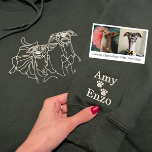 Custom Embroidered Sweatshirt, Custom Pet Portrait From Photo Shirt, Dog Portrait Shirt, Dog Mom Shirt, Cat Mom Hoodie, Personalized Gift