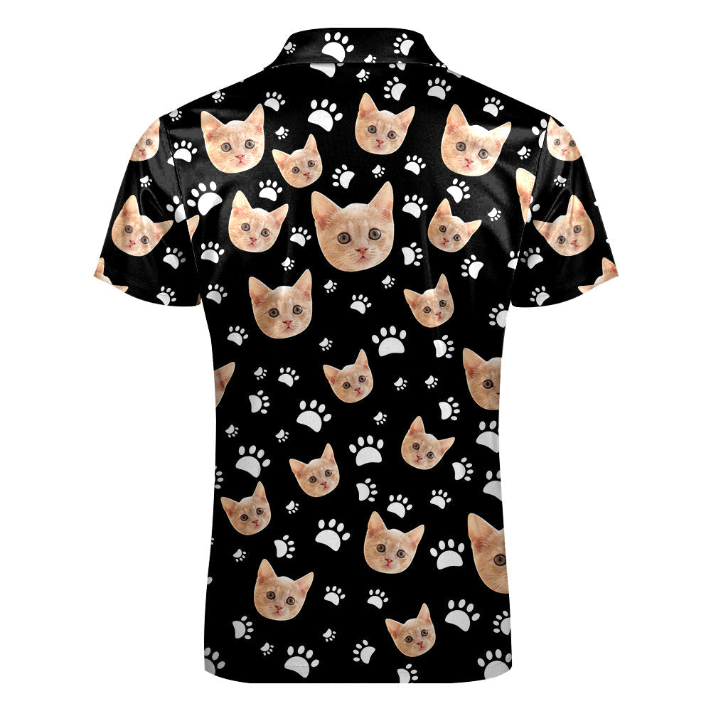 Custom Face Polo Shirt with Zipper Men's Polo Shirt for Him