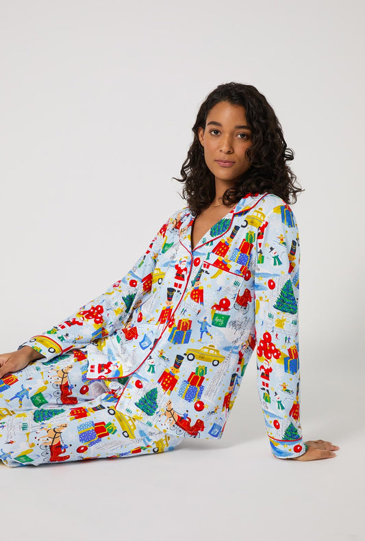 A City Christmas Long Sleeve Classic Stretch Jersey Pj Set