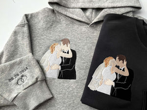 Custom Embroidered Sweatshirt,Embroidered Hoodie,Custom Photo Portrait Embroidered Shirt,Valentine's Day Gift,Faceless Portrait Gift Couple