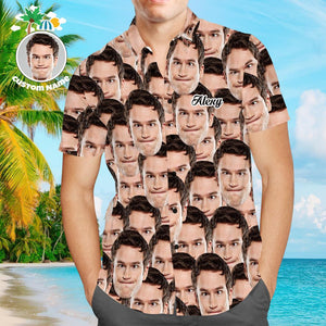 Custom Face Shirt with Name Men's Hawaiian Shirt Face Mash