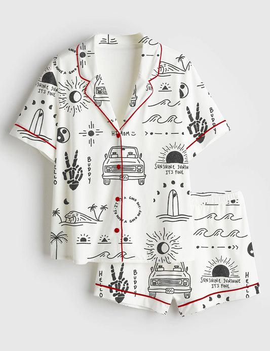 Women’s Kind Of Day Short Sleeve Satin Pajama Set