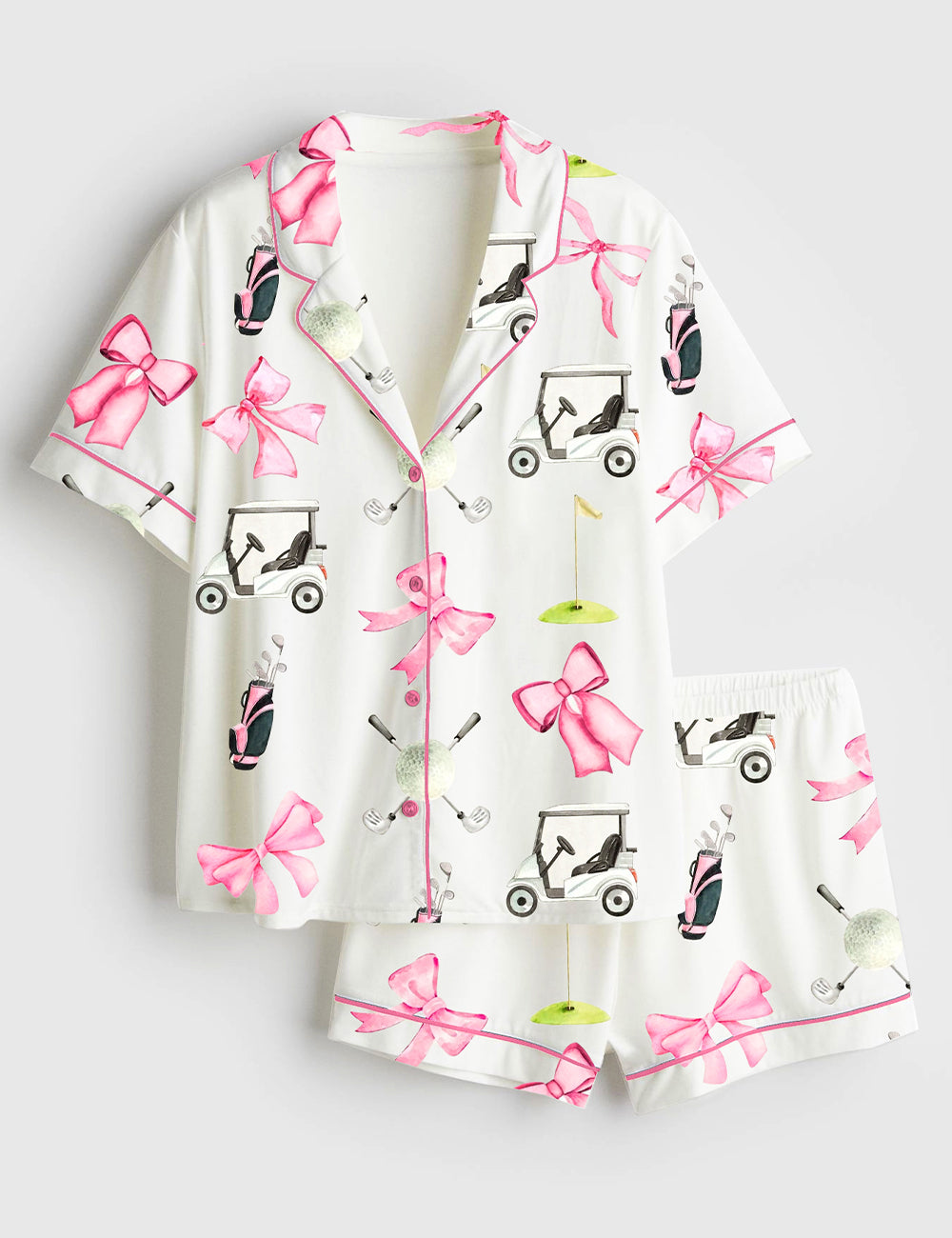 Women's Coquette Golf Short Sleeve Satin Pajama Set
