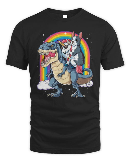 Boston Terrier Dinosaur T rex Unicorn