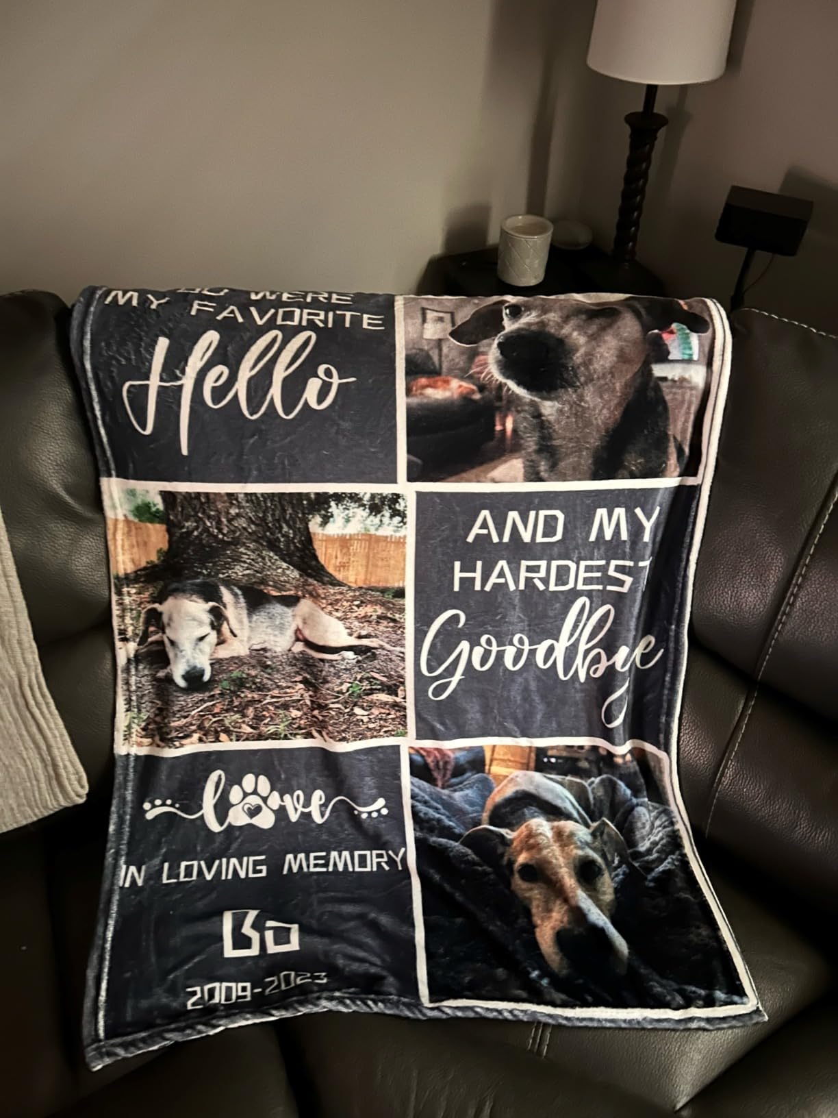Artsadd Personalized Blanket with Picture in Memory of Dog Custom Photo Blanket Memorial Pet Loss Sympathy Gift, Christmas Gift, Blanket For Gift