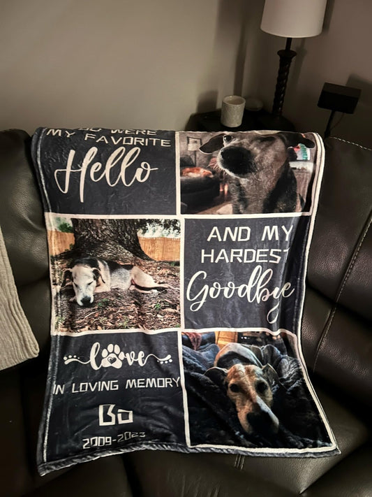Artsadd Personalized Blanket with Picture in Memory of Dog Custom Photo Blanket Memorial Pet Loss Sympathy Gift, Christmas Gift, Blanket For Gift