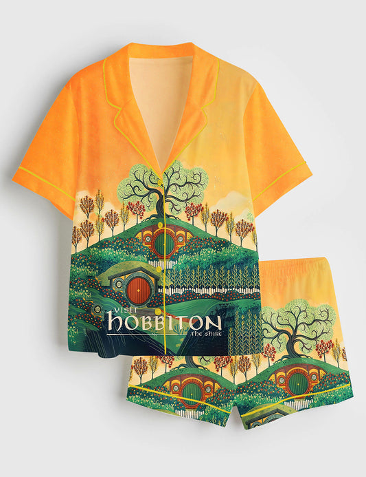 Women’s Lords Of The Rings The Shire Short Sleeve Satin Pajama Set