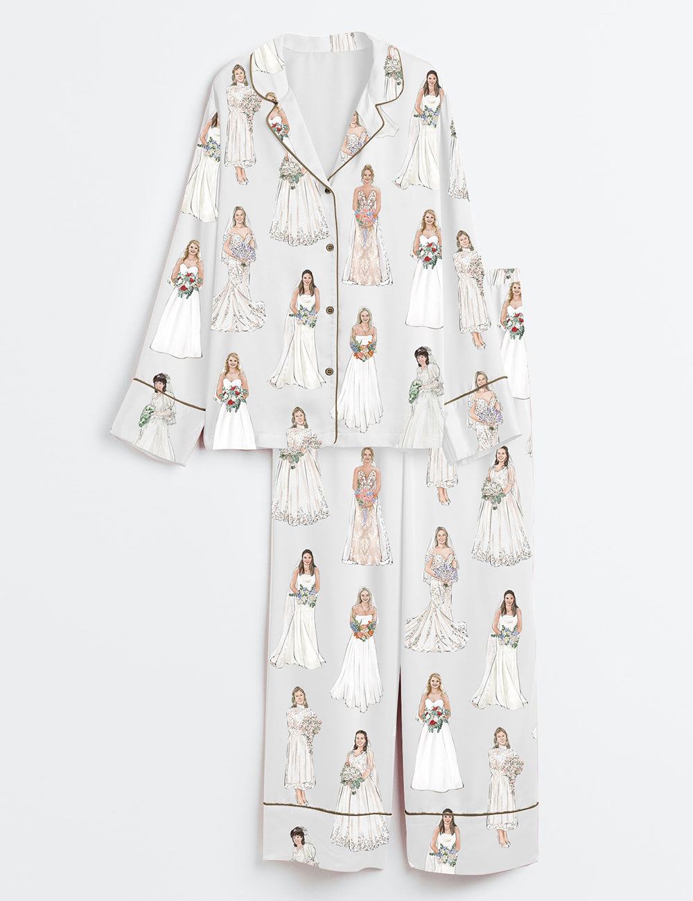 Women’s Bride Wedding Happy Ending Long Sleeve Satin Pajama Set