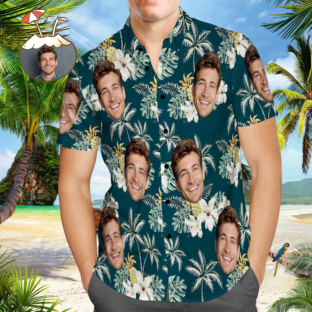 Custom Hawaiian Shirts with Pet Face Funky Vintage Hawaiian Shirt Casual Shirt for Gift
