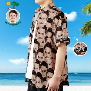 Custom Face Shirt with Name Men's Hawaiian Shirt Face Mash