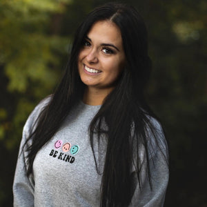 Be Kind Embroidered Crewneck - Trendy Crewneck, Embroidery Sweatshirt, Smiley Face Sweatshirt, Embroidered Crewneck Sweatshirt