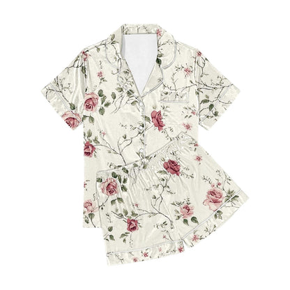 Oalirro Pajama for Women Set Two Piece Short Sleeve Button Down Pajamas Sets Summer Soft Lounge Sets for Women Sleepwear PJS