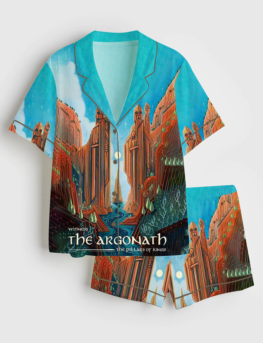 Women’s Lord Of The Rings Argonath Travel Short Sleeve Satin Pajama Set