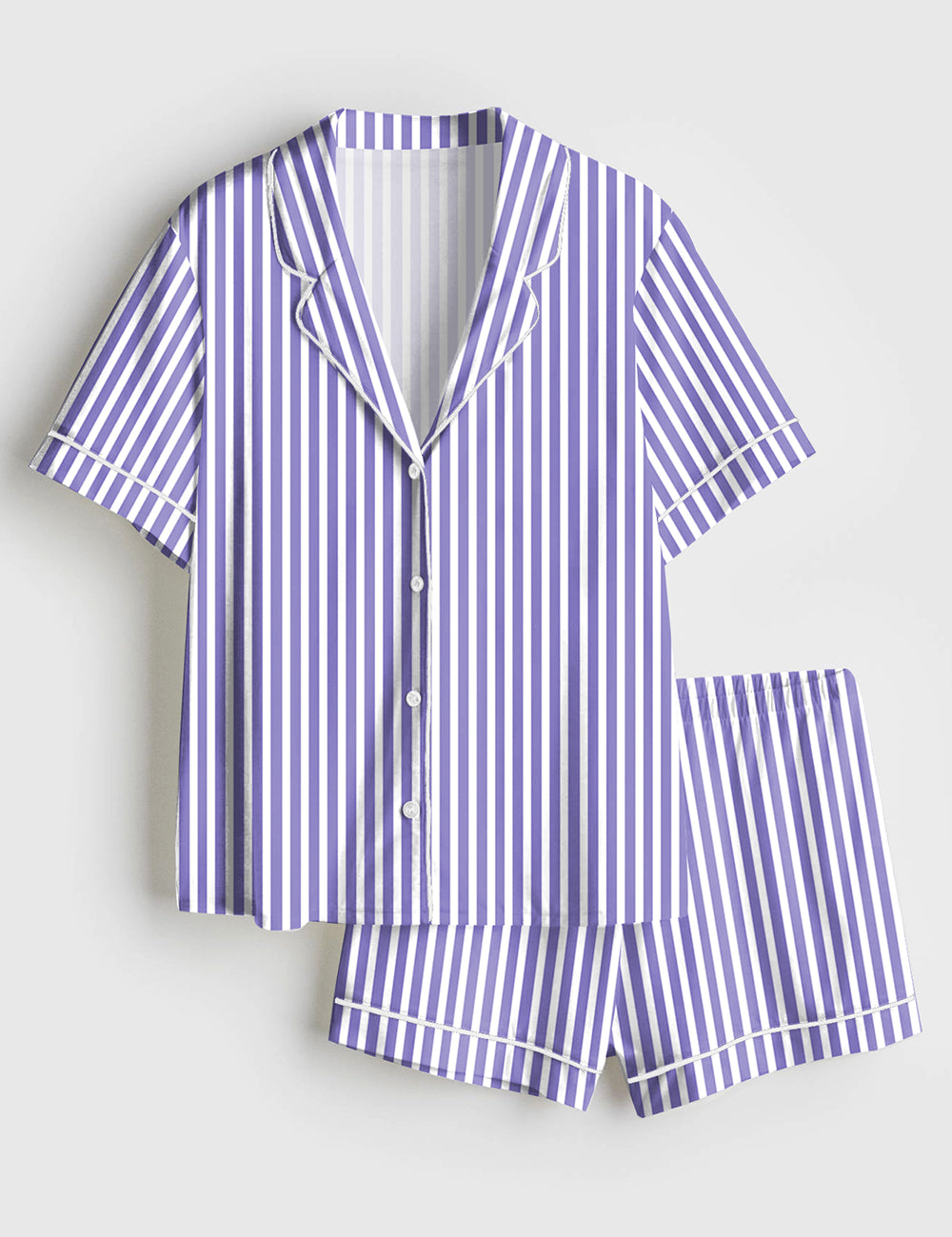 Women’s Blue Stripes Short Sleeve Satin Pajama Set