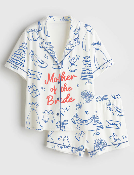 Women’s Mother Of The Bride Wedding Short Sleeve Satin Pajama Set