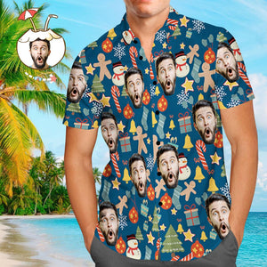 Custom Face Shirt Personalized Photo Men's Hawaiian Shirt Christmas Surprise Gift - Merry Christmas