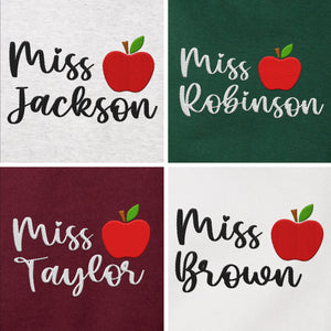 Custom Teacher Sweatshirt, Embroidered Teacher Quarter Zip Sweatshirt, Personalized Embroidery Teacher Sweatshirt (995MR)