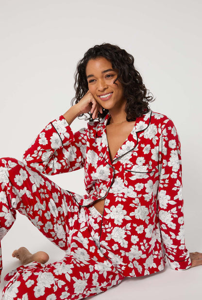 Floral Charm Long Sleeve Classic Stretch Jersey Pj Set