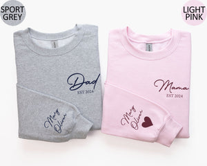 Custom Matching Dad and Mama Sweatshirt Matching Colors Mom and Dad Hoodie Personalized Mama Sweater With Kids Names Custom Dad Crewneck