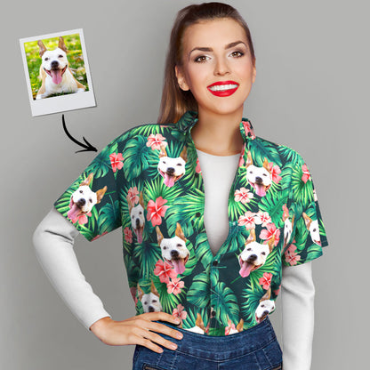 Black Friday Custom Tropical Shirts Custom Dog Face Hawaiian Shirt Leaves & Flowers Shirt for Christmas Gifts