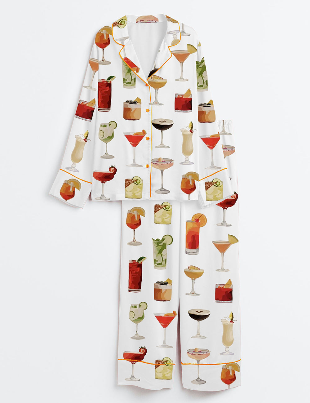 Women’s Cocktail Lovers Long Sleeve Satin Pajama Set