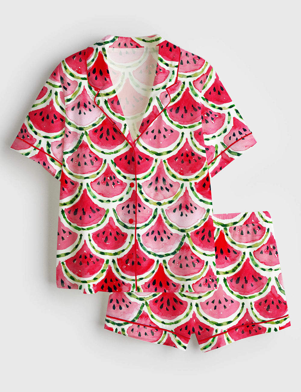 Women’s Watermelon Mermaid Short Sleeve Satin Pajama Set