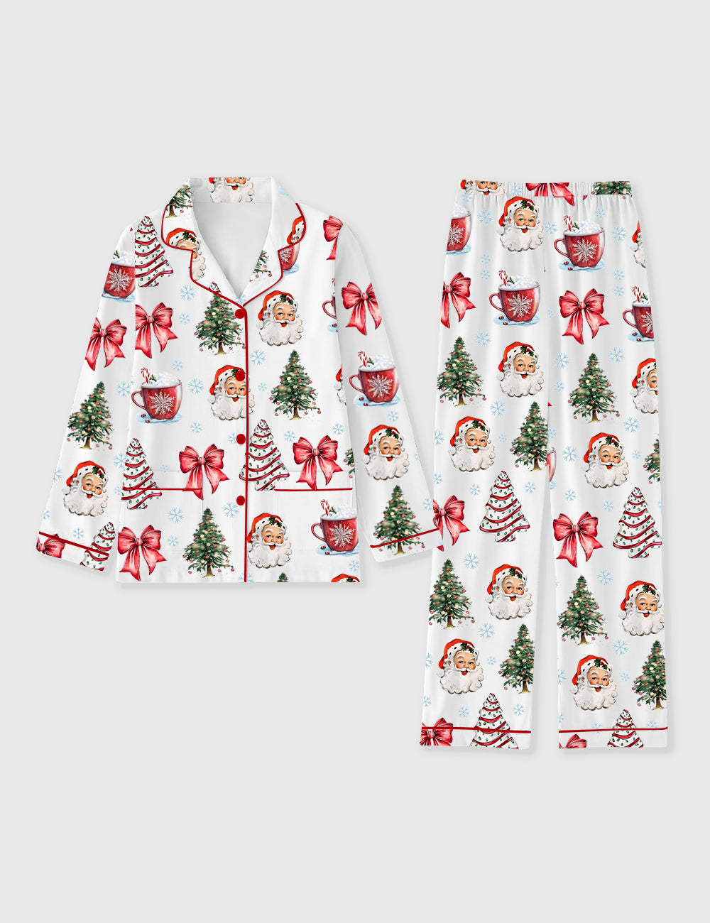 Women's Coquette Christmas Long Sleeve Pocket Cotton Pajama Set