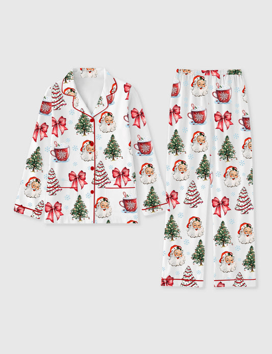 Women's Coquette Christmas Long Sleeve Pocket Cotton Pajama Set