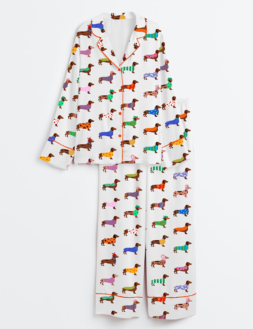 Women's Dachshund Cute Dog Long Sleeve Pajama Set