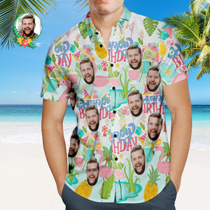 Custom Face Shirt Men's Hawaiian Shirt Big Pineapple