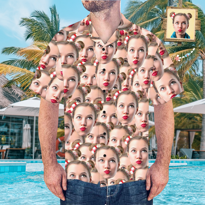 Custom Face Shirt Men's Hawaiian Shirt Face Mash Hip Hop Style